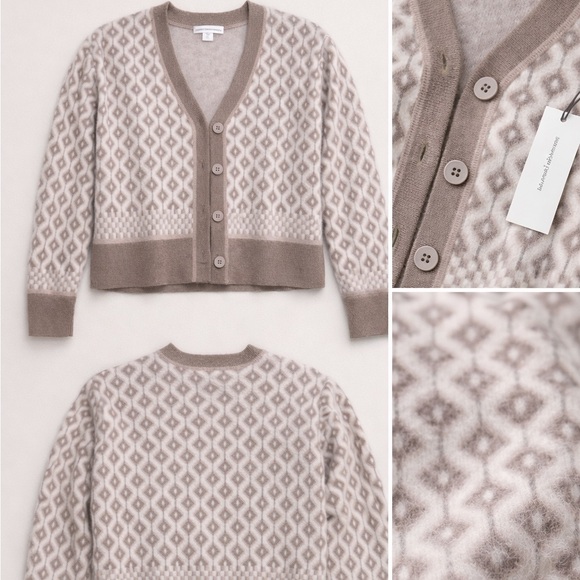 Cupcakes and Cashmere Textured Geo Button Cardigan Sweater | Taupe | Size L NWT - Picture 4 of 4